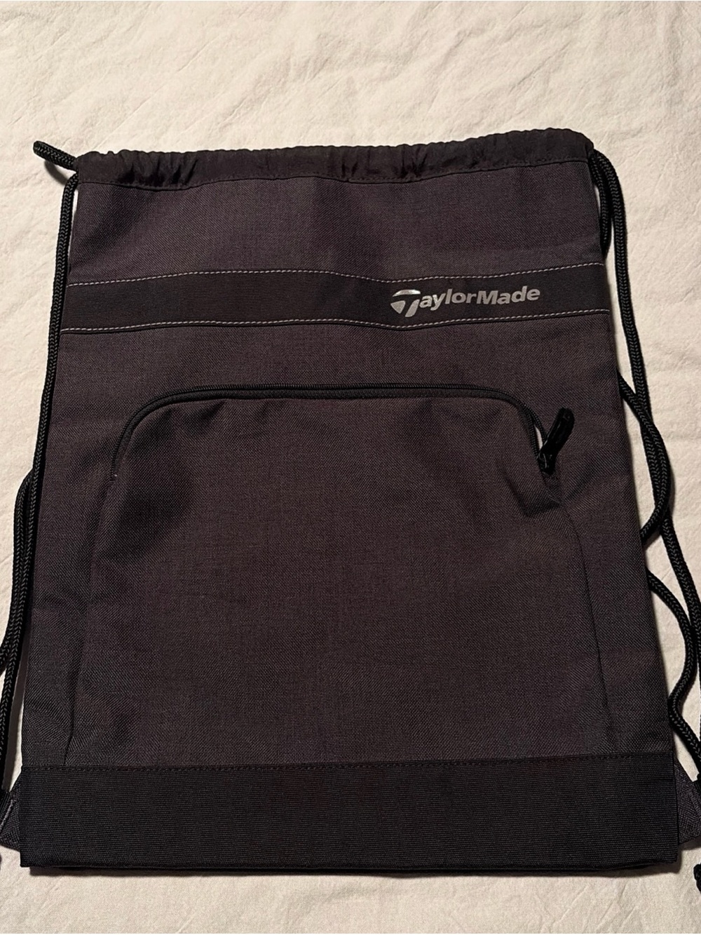 TaylorMade Gf Black/Charcoal Drawstring Backpack with Front Zip Pocket